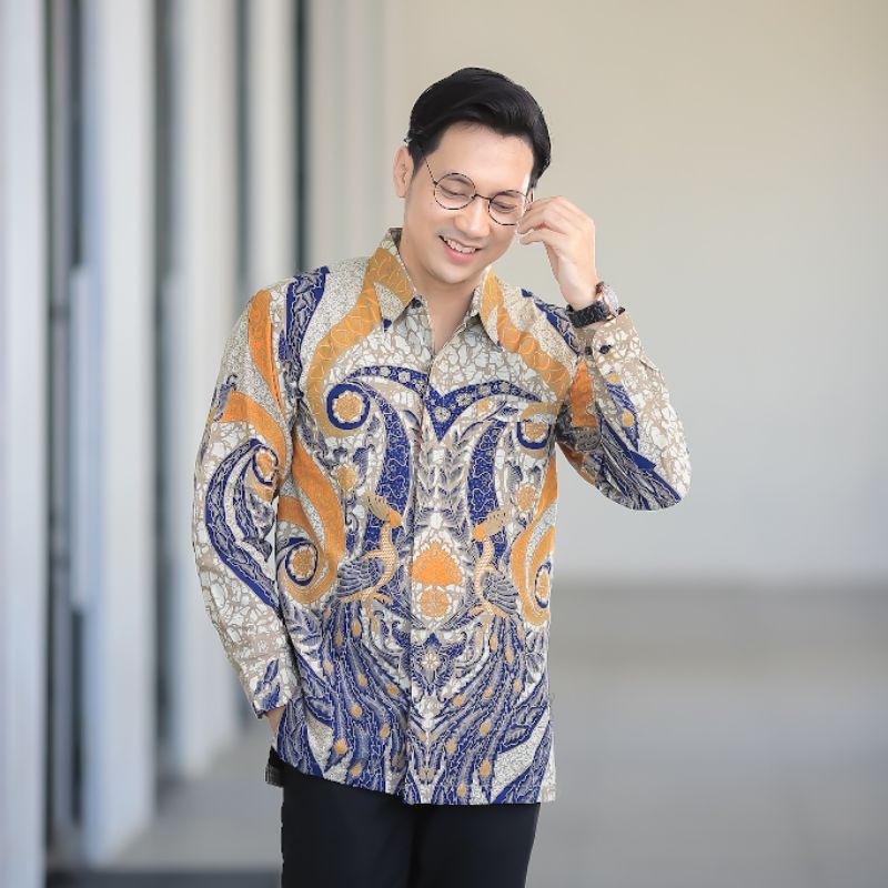 BATIK BOLO DEWO Motif Lanange Jagat Hem Atasan Kemeja Baju Batik Pria Lengan Panjang