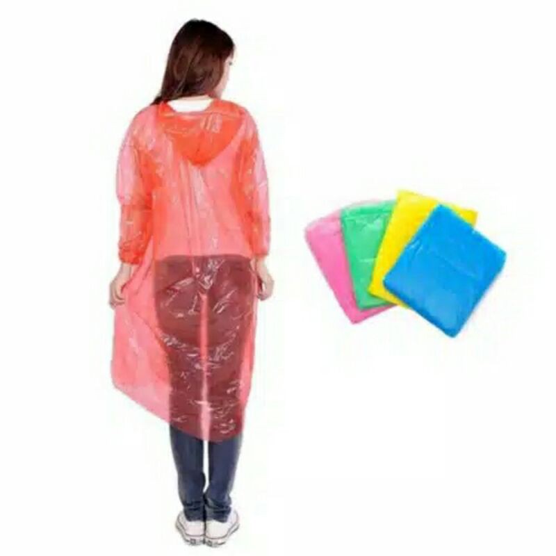 JAS HUJAN PLASTIK Sekali Pakai /Rain Coat Plastic Disposable Emergency/ baju Lengan Darurat/jas Hujan sekali pakai [PADMA]