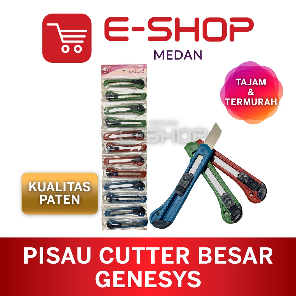 

ISI 12 PCS / Pisau Cutter Genesys / Piso / cuter / kater Besar Murah Per 12 Pcs / renceng