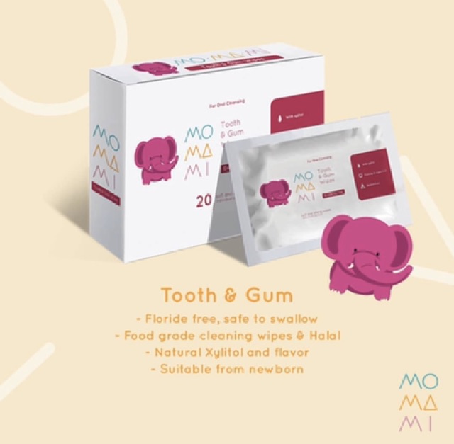 Momami Tooth and Gum Wipes 20s/30s - Tisu Mulut dan gigi bayi