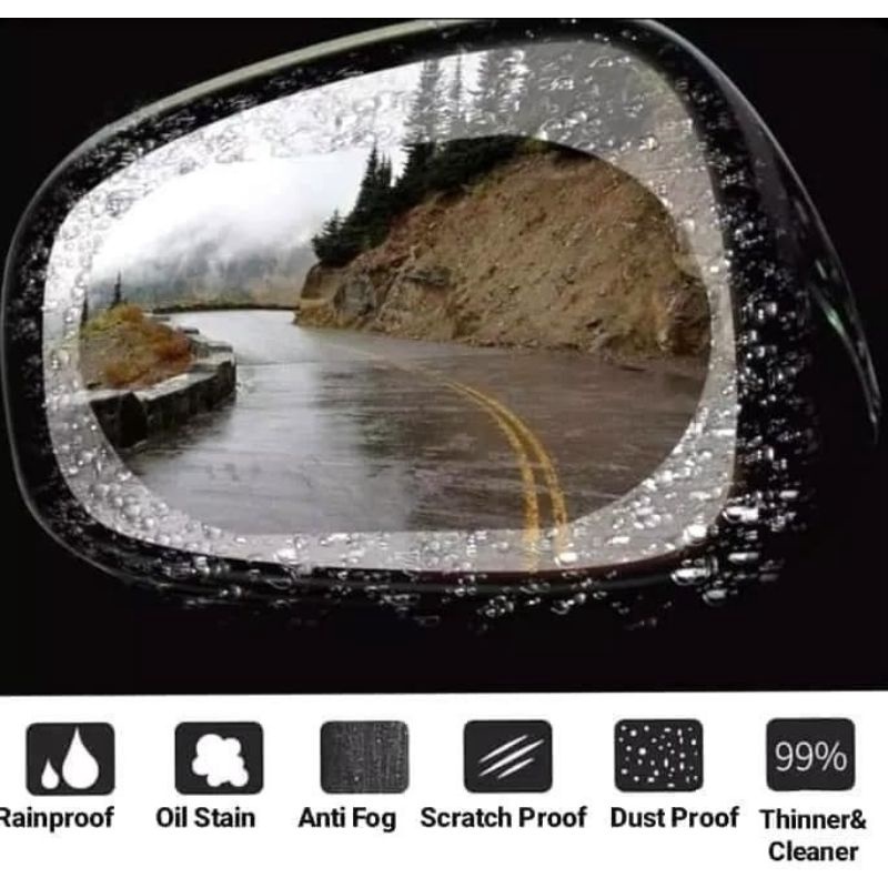 Anti Fog Besar Oval &amp; Bulat | spion anti air hujan | Spion Waterproof | Rainproof Film 1 pasang mirror waterproof pelindung kaca mobil dan motor