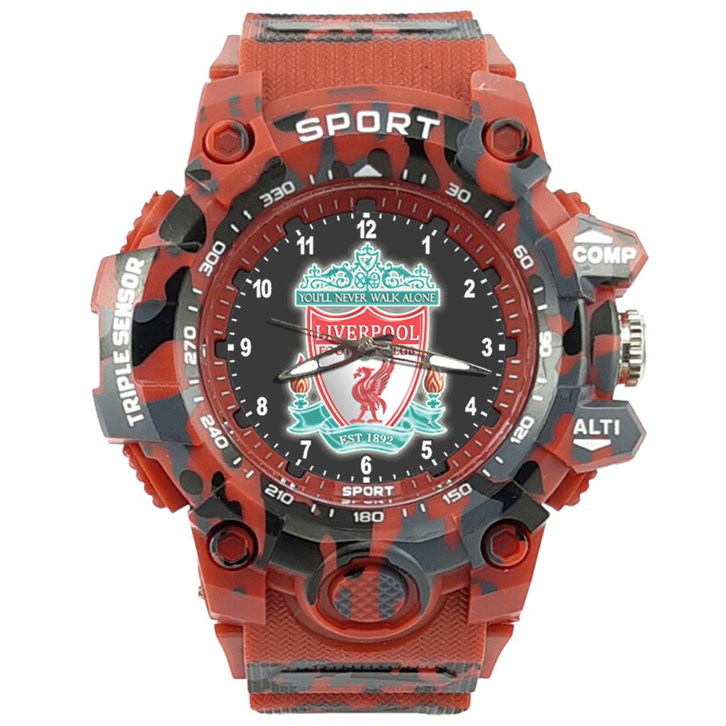 (ISTIMEWA BOSSQUE) JAM CUSTOM LIVERPOOL STRAP ARMY - 5 Warna