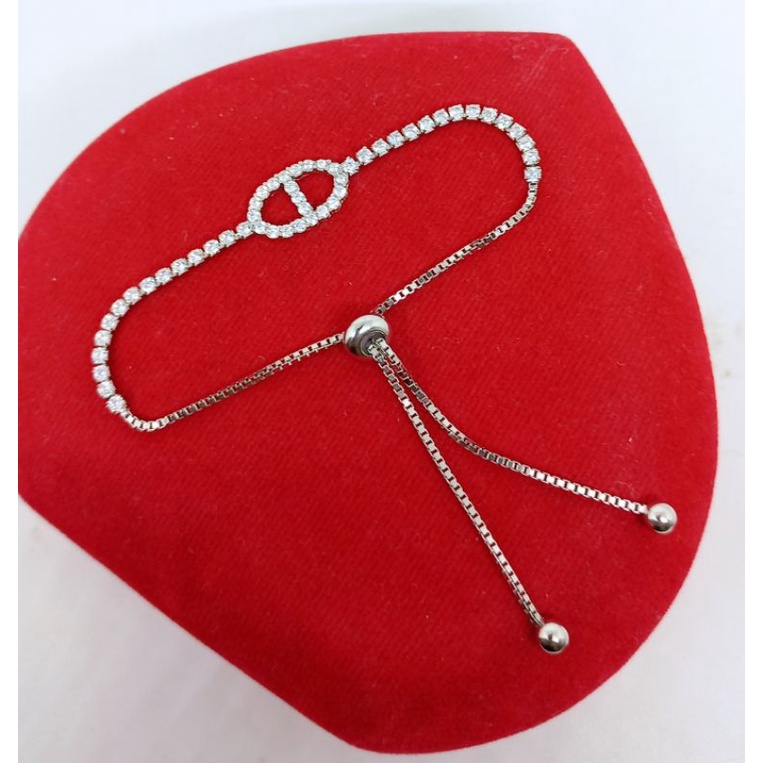 GELANG PERAK 925 ASLI LAPIS EMAS/GELANG SERUT LISTRING CART*ER MATA PUTIH/ASLI SILVER 925/PERHIASAN 