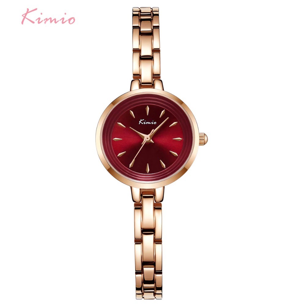 HOT PROMO Kimio Wanita Mawar Emas Kuarsa Jam Tangan Wanita Stainless Steel Chain Gelang Watch