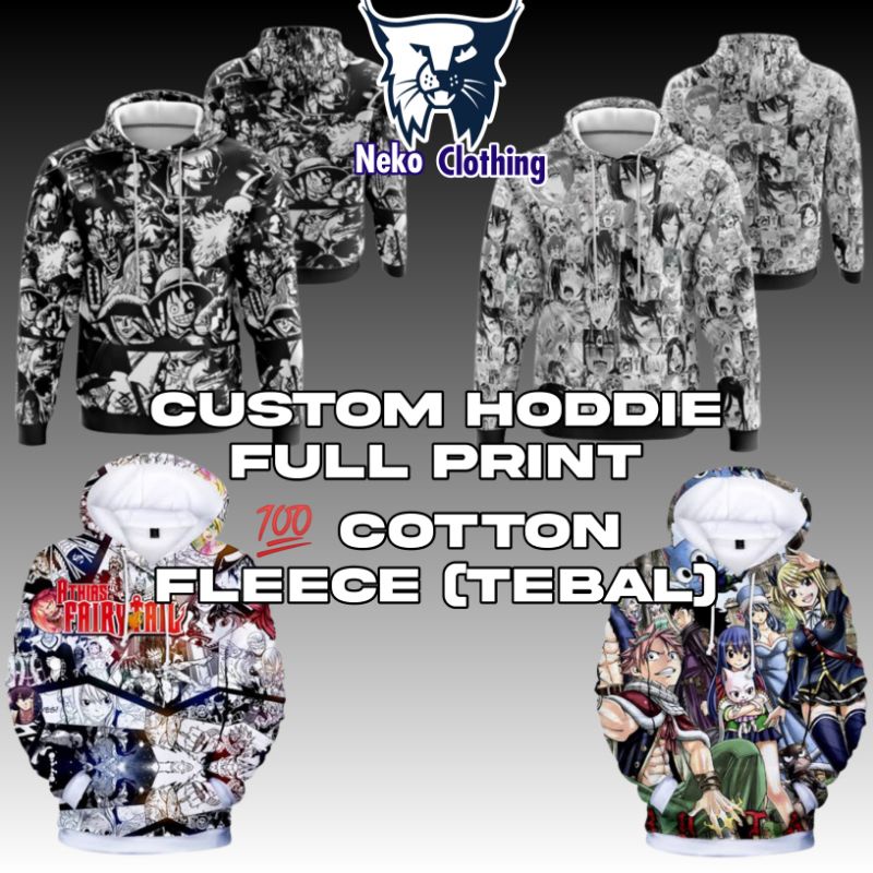 Hoodie Custom Full Print 100% Cotton Fleece