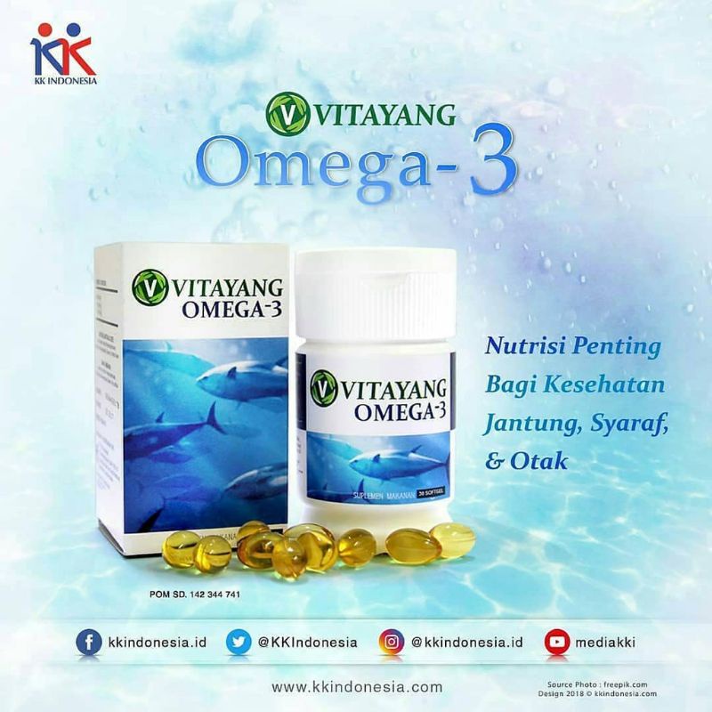 Vitayang Omega 3 Minyak Ikan Omega 3 Suplemen Jantung Syaraf Otak Original KK Indonesia