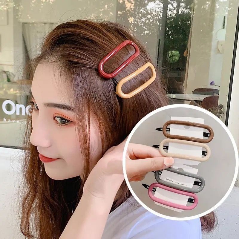 jepit rambut korea wanita fashion oval 8cm 10 warna