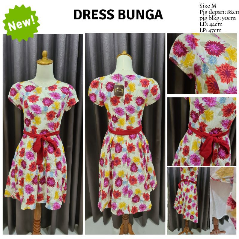 Dress bunga2 Dress pesta Size M New with tag Midi dress