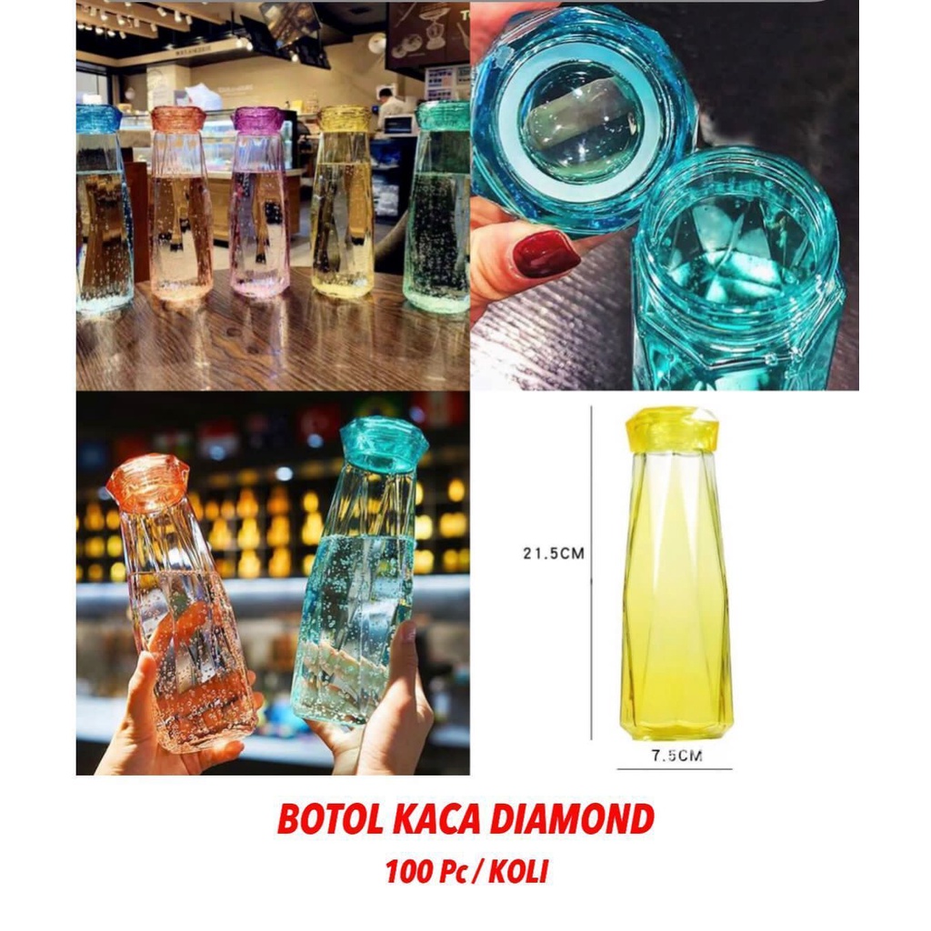 BOTOL KACA MINUM DIAMOND KRISTAL KAPASITAS 485ML BOTTLE IMPORT CRYSTAL