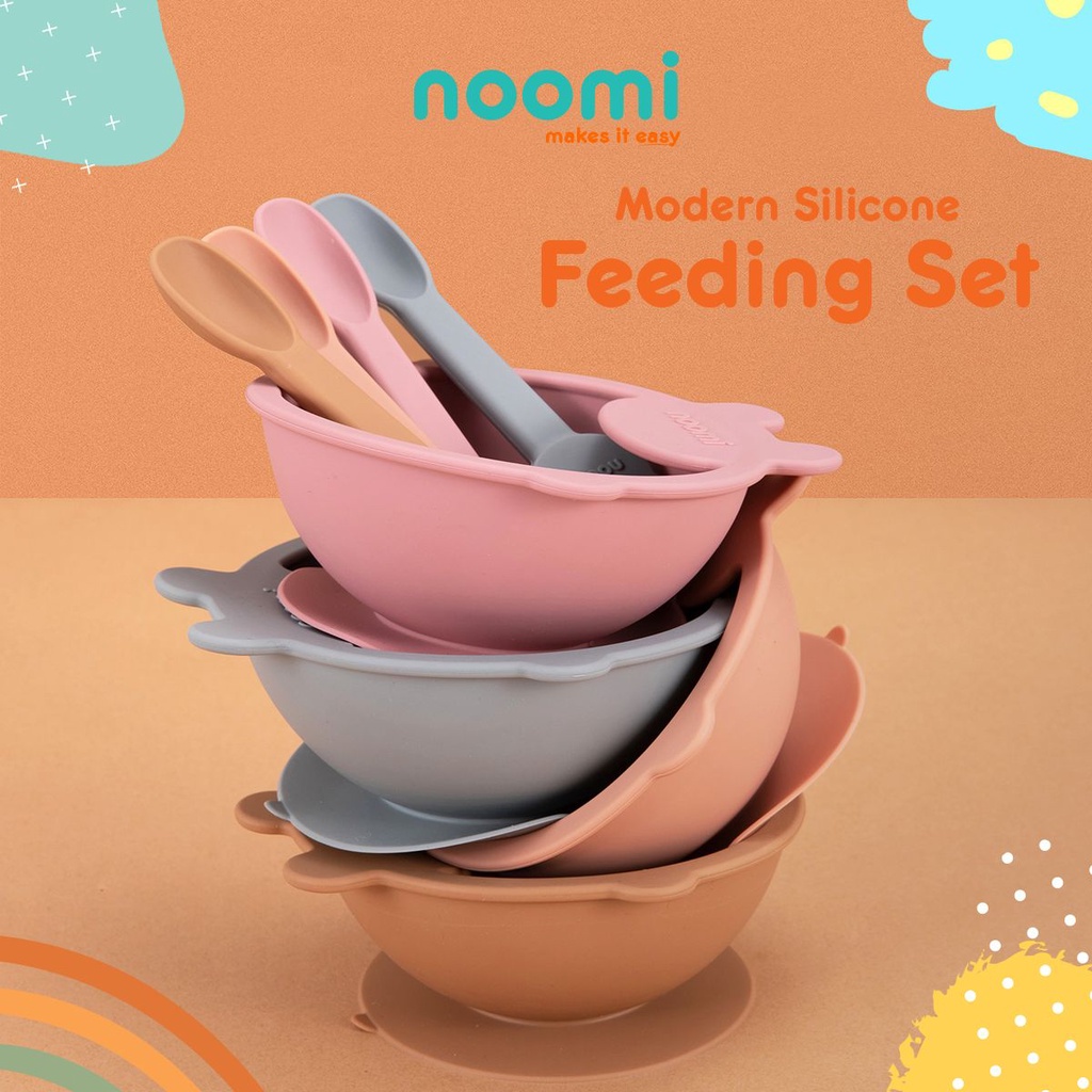 Noomi Modern Silicone Feeding Set - Perlengkapan Makan Anak