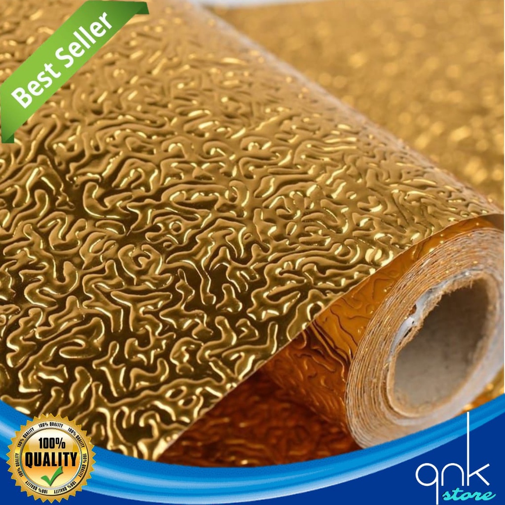 Wallpaper Premium Dinding Dapur Almunium Foil 60cm x 5m Abstrak Tekstur Gold Wallpaper Sticker Wallstiker Wallpaper Sticker Wallsticker Motif Almunium Foil Sticker Abstrak Tekstur Gold