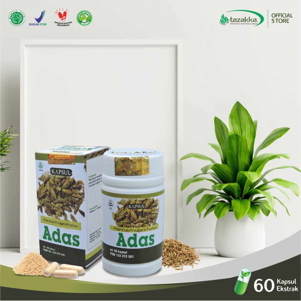 Obat Herbal Anemia | Obat Herbal Perut Kembung | Obat Herbal ADAS Tazakka isi 60 Kapsul HALAL BPOM