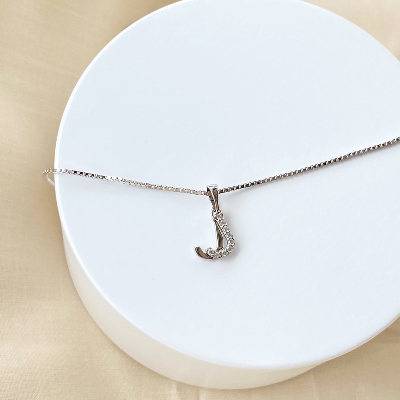 Kalung Rhodium Initial Mas Putih Kado Ulang Tahun - Venchy Necklace