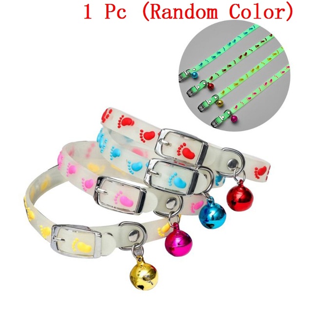 Kalung kucing Leher Dengan Lonceng Luminous Glow In The Dark Untuk Anjing / Kucing