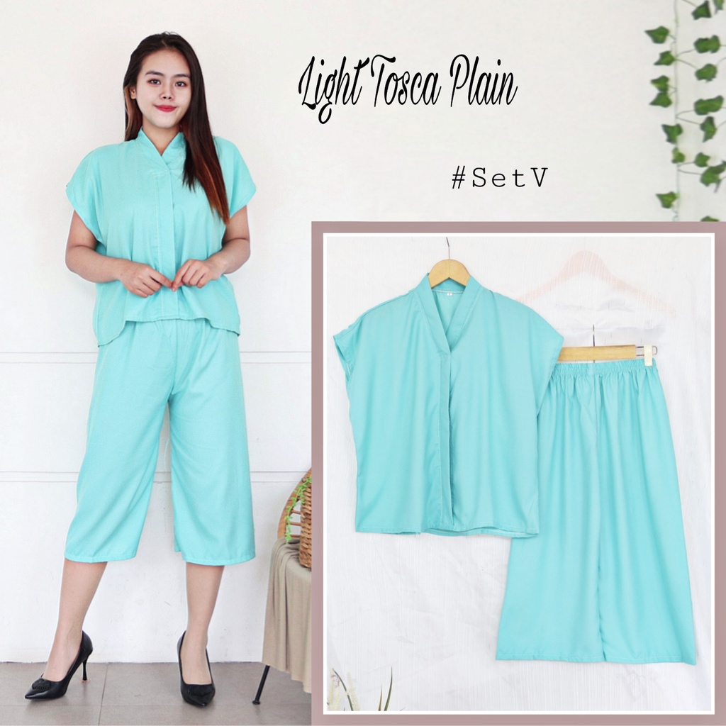 IZANY Piyama Dewasa Daily ONE SET V / SET Kulot Kimono PLAIN Polos-LIGHT TOSCA PLAIN