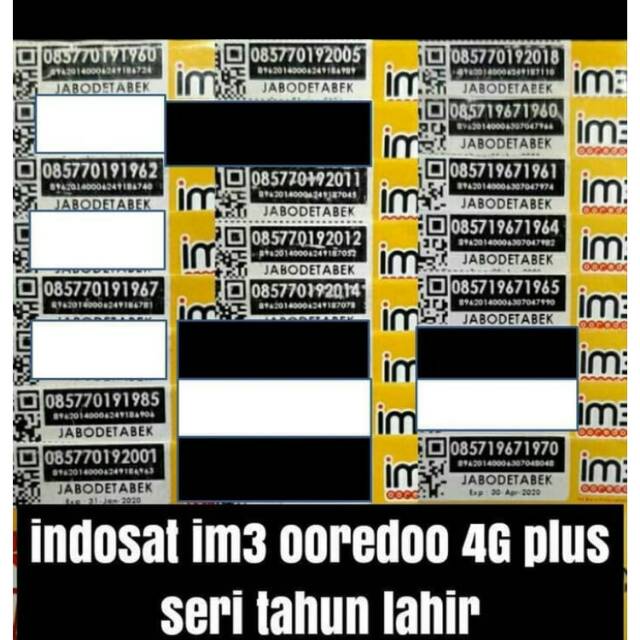 No Cantik Kartu IM3 Indosat Ooreado 4G Tahun Kelahiran Kartu Perdana Indonsat IM3 Nomer Cantik IM3