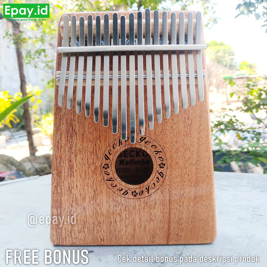 GECKO K17M Kalimba 17 Keys Solid Mahogany Natural Mbira FREE BONUS April Yang