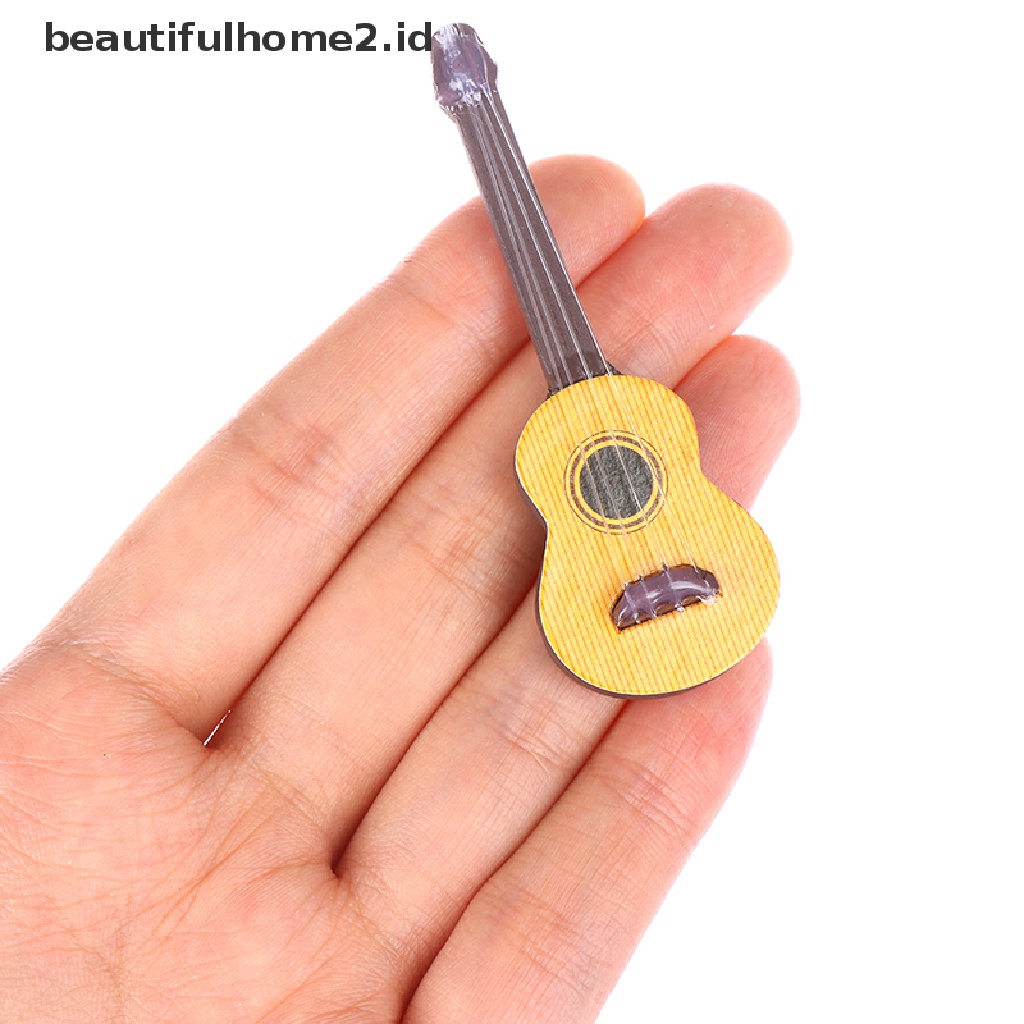 (beautifulhome2.id) Miniatur Gitar Skala 1: 12 Untuk Aksesoris Rumah Boneka