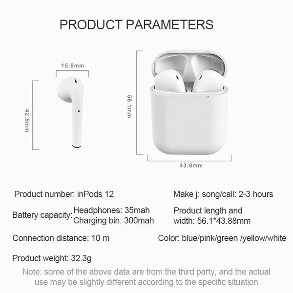 Earphone nirkabel bluetooth TWS Inpods 12  Macaron earphone Android IOS bluetooth 5.0 inpod i12 In Ear