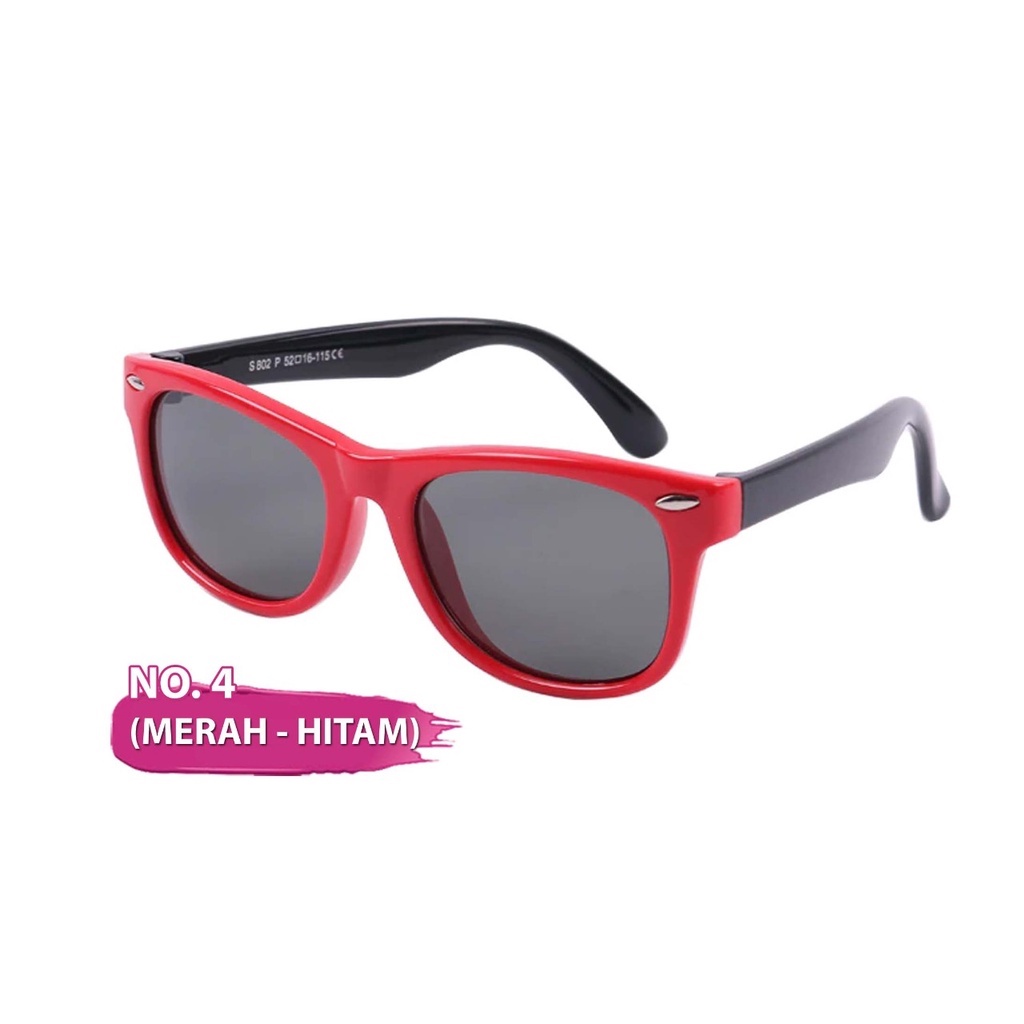 Kacamata Anak - UV400/Polarized - Flexible Sunglasses-merah-hitam