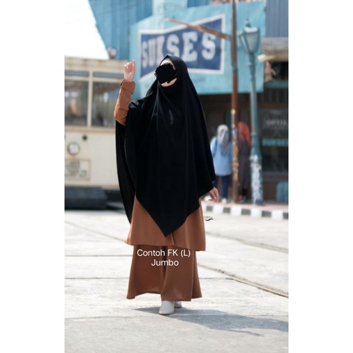 Khimar French Khimar Syari Black (Size L / Jumbo) (FK Only) By Zauhara Original