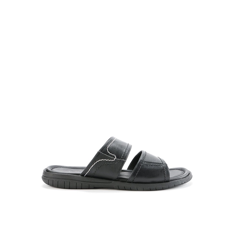 SANDAL SLIDE KULIT ANDRE VALENTINO PRIA ORIGINAL CASUAL HITAM AVM21