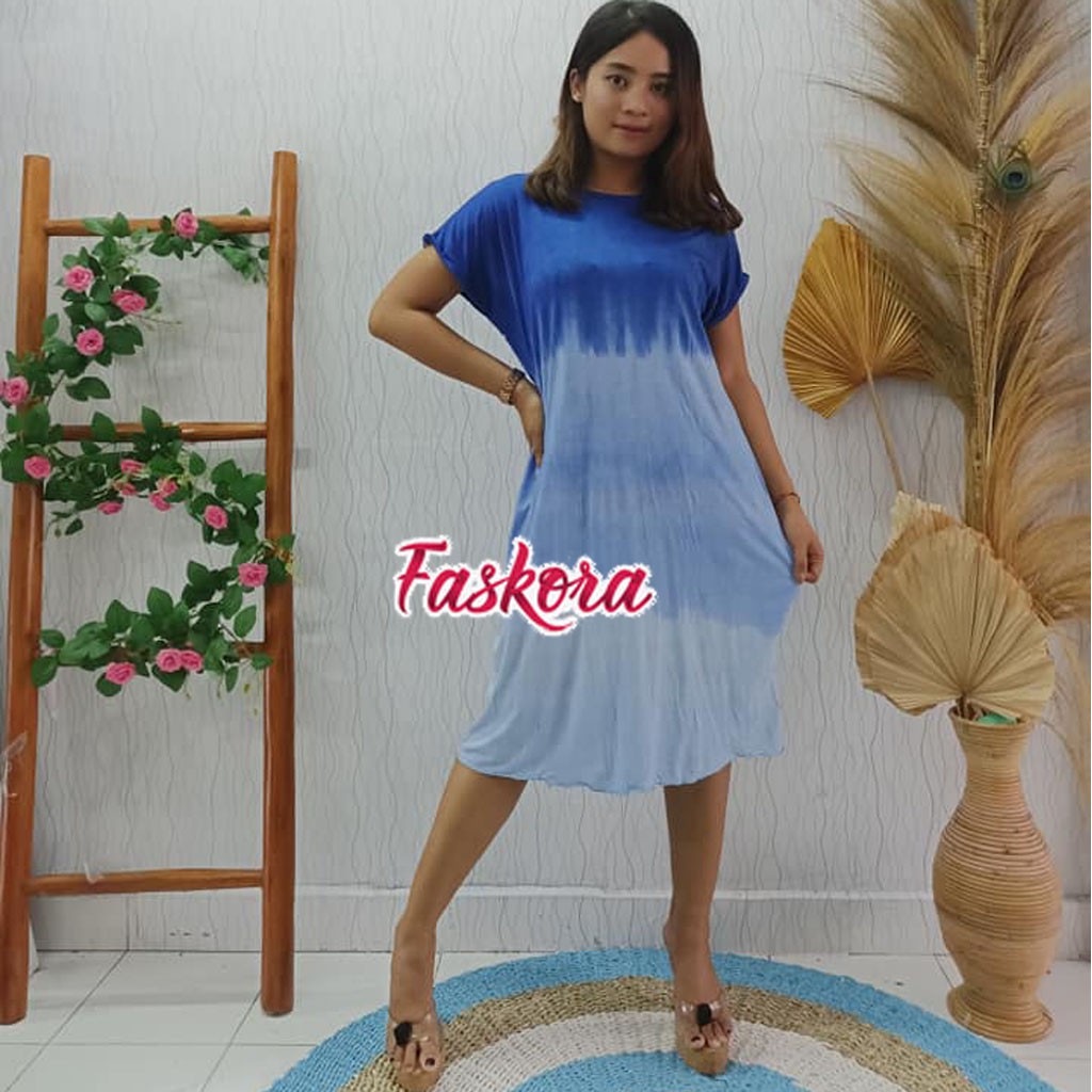 Dress Bali Jumbo - Dress Wanita Casual Dress Tie dye Jersey Bercak ld 120cm 100kg