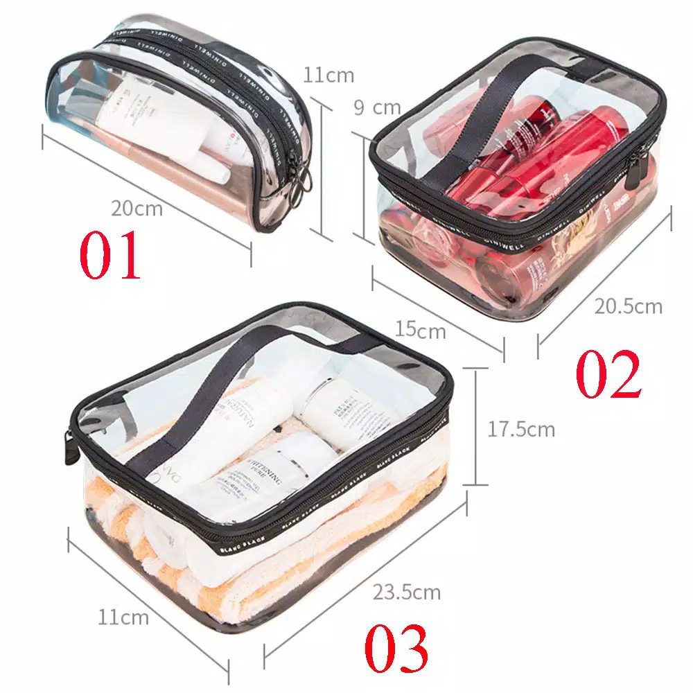 Pouch Make up Kosmetik Transparan PVC Tebal - Tas Travel Organizer Bag Toiletry Transparant