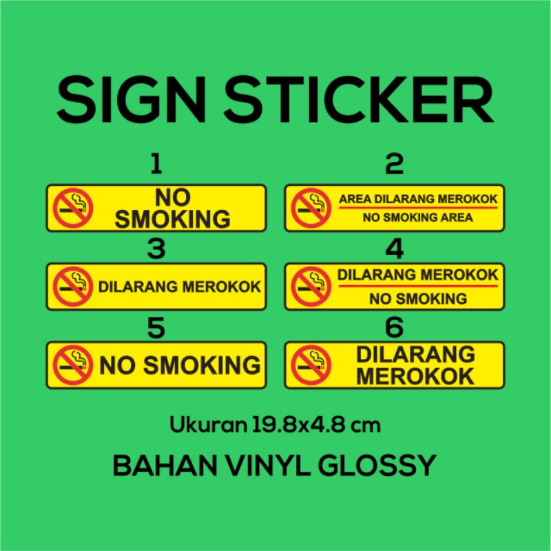 Sticker Stiker DILARANG MEROKOK Label NO SMOKING AREA Bahan Vinyl Anti Air AREA INI DILARANG MEROKOK