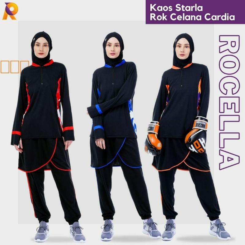 KAOS OLAHRAGA SETELAN SERAGAM OLAHRAGA ORI ROCELLA / BAJU OLAHRAGA MUSLIMAH / BAJU SENAM MUSLIMAH