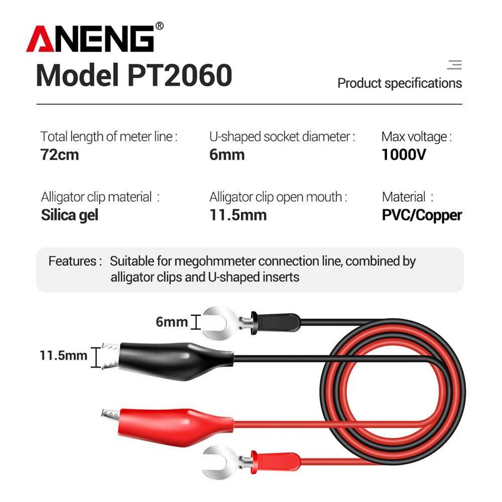 Kabel Digital Multimeter Aligator U Shape Wire Retardant 1000 V Kabel Pengganti Material Silicone Rubber Line