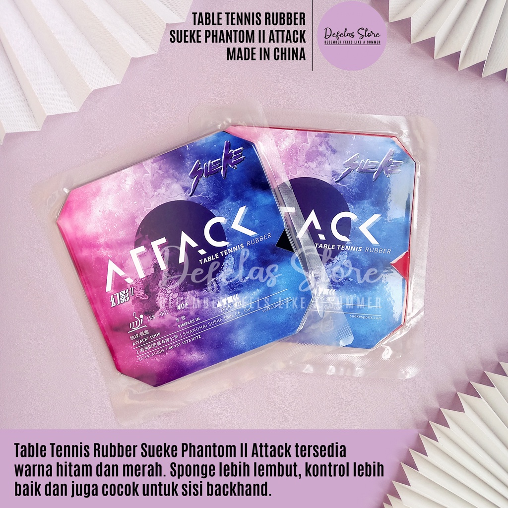 Rubber Sueke Phantom II Attack Table Tennis Karet Pingpong