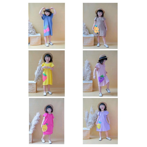 DRESS/ DRESS ANAK/ DASTER ANAK/ FRUIT SMILEE/ DRESS SMILEE