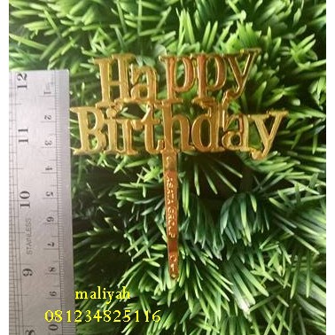 hiasan kue gold emas tusuk happy birthday ucapan kue ulang tahun