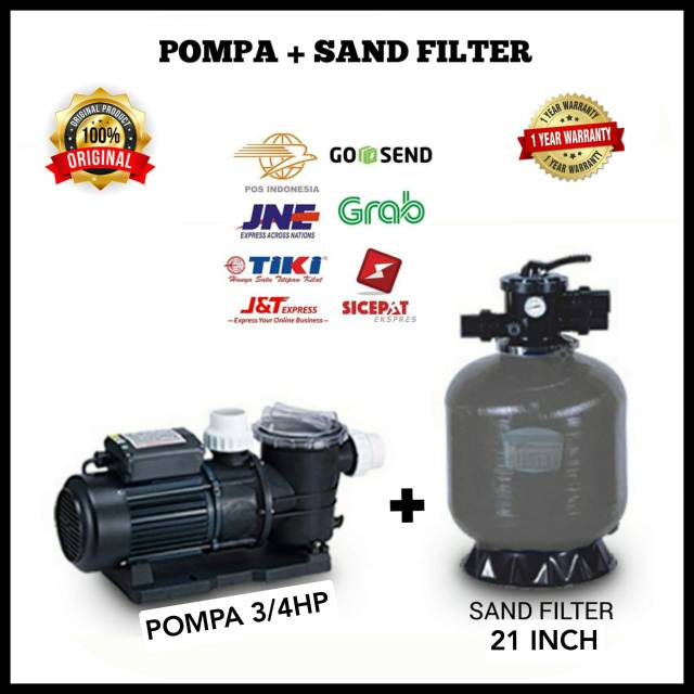 PAKET KOLAM RENANG POMPA VENEZIA 3/4HP + SAND FILTER VENEZIA 21"
