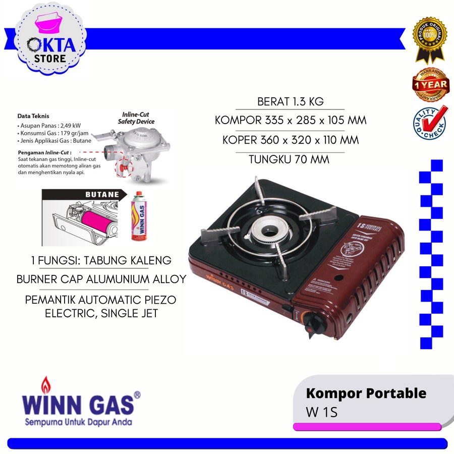 Winn Gas Kompor Portable 1 Tungku W1S