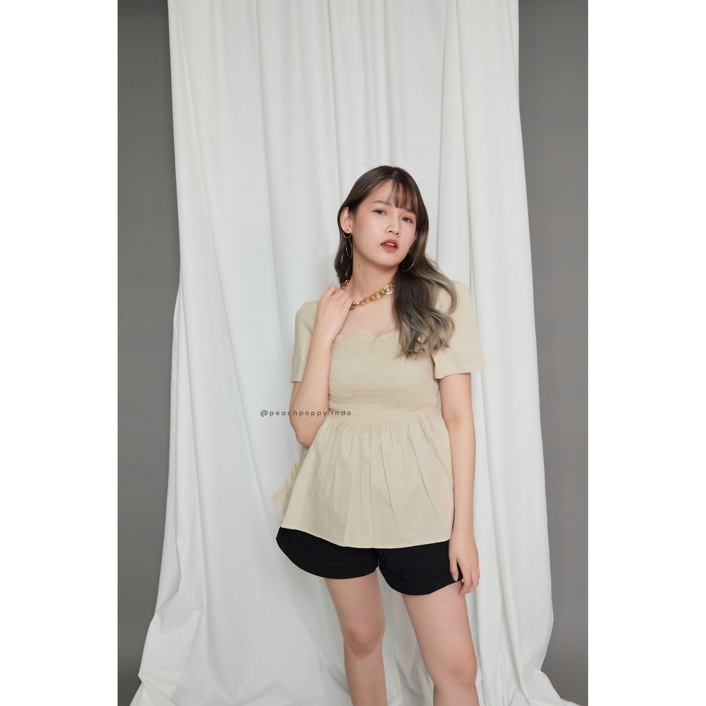 Peach Poppy Jillian Top - Atasan Blouse Wanita Lengan Pendek