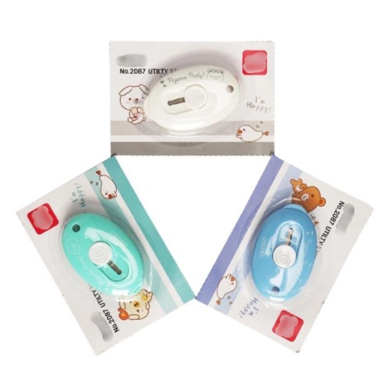 Cutter Mini Portable Bentuk Oval Mini Cutter Polos Travel Kit Pemotong Kertas Paper