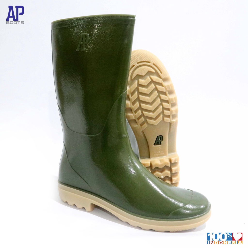 AP 9303 GREEN 44-45 BIG SIZE - SEPATU BOOT SAFETY KARET - AP BOOTS