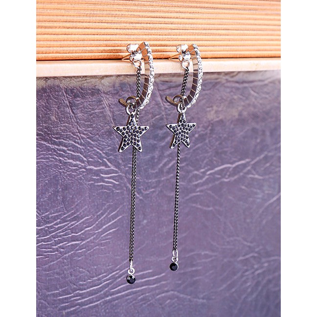 LRC Anting Tusuk Fashion Silver S925 Sterling Silver Star Tassel Earrings F95539