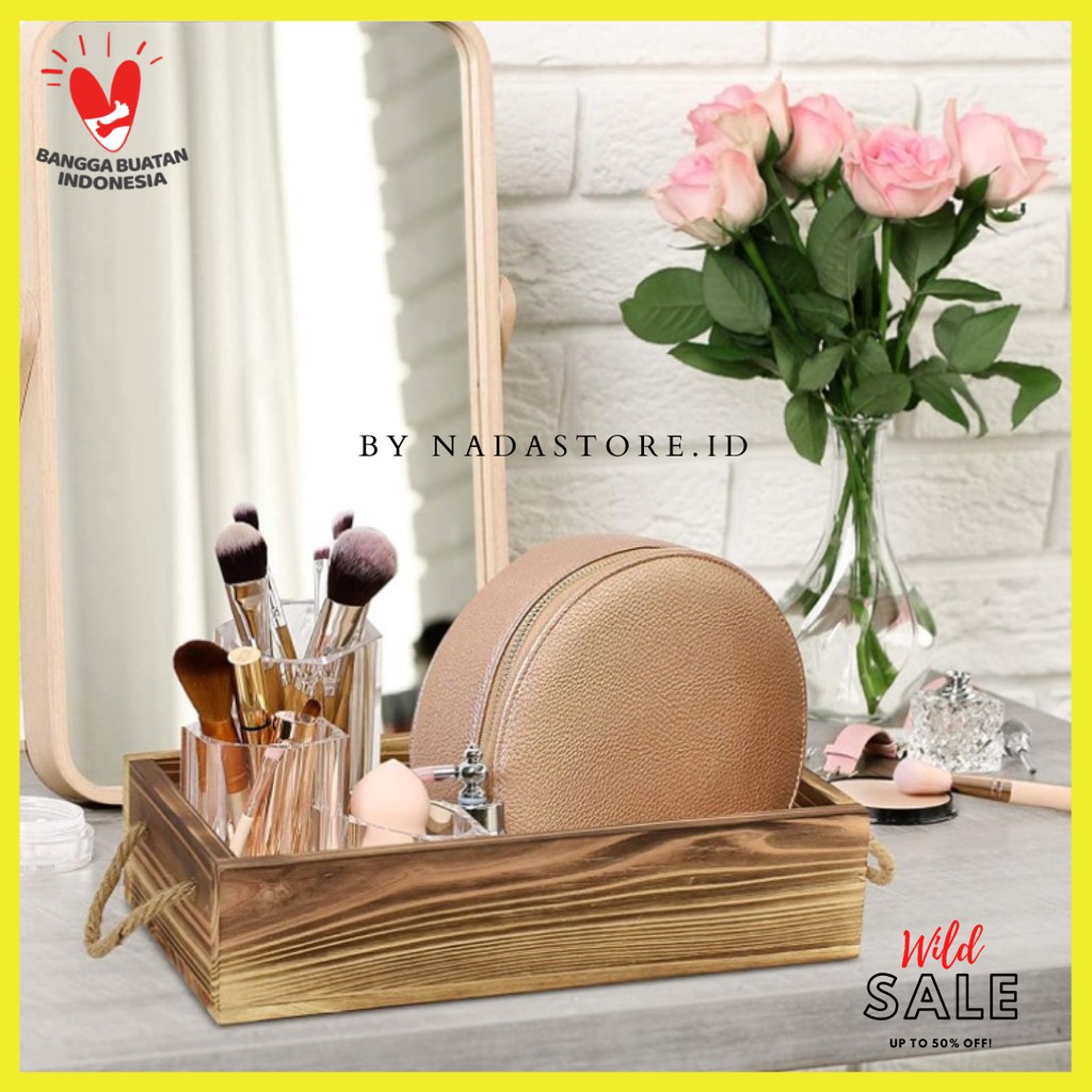 Mini wood crates kotak kayu burned, Wooden Tray , Toilet Tissue Holder Organizer Box CODE W008