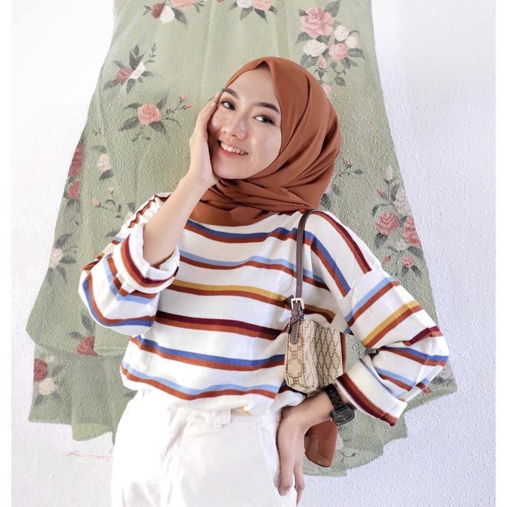 NESVI SWEATER RAJUT / CLARA STRIPE / STRIPE RAINBOW SWEATER / SWEATER RAJUT