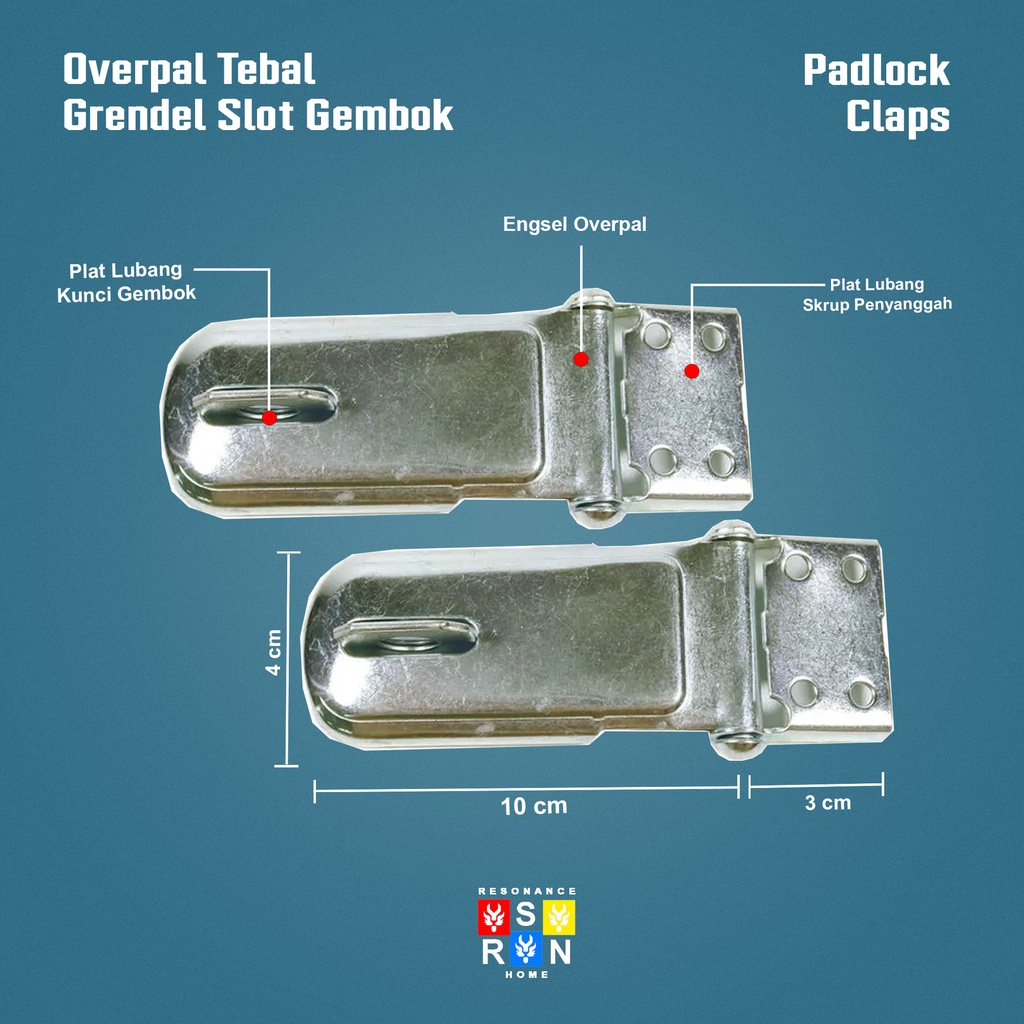 Kunci Overpal 4&quot; Tebal / Grendel Gembok Resonance Home