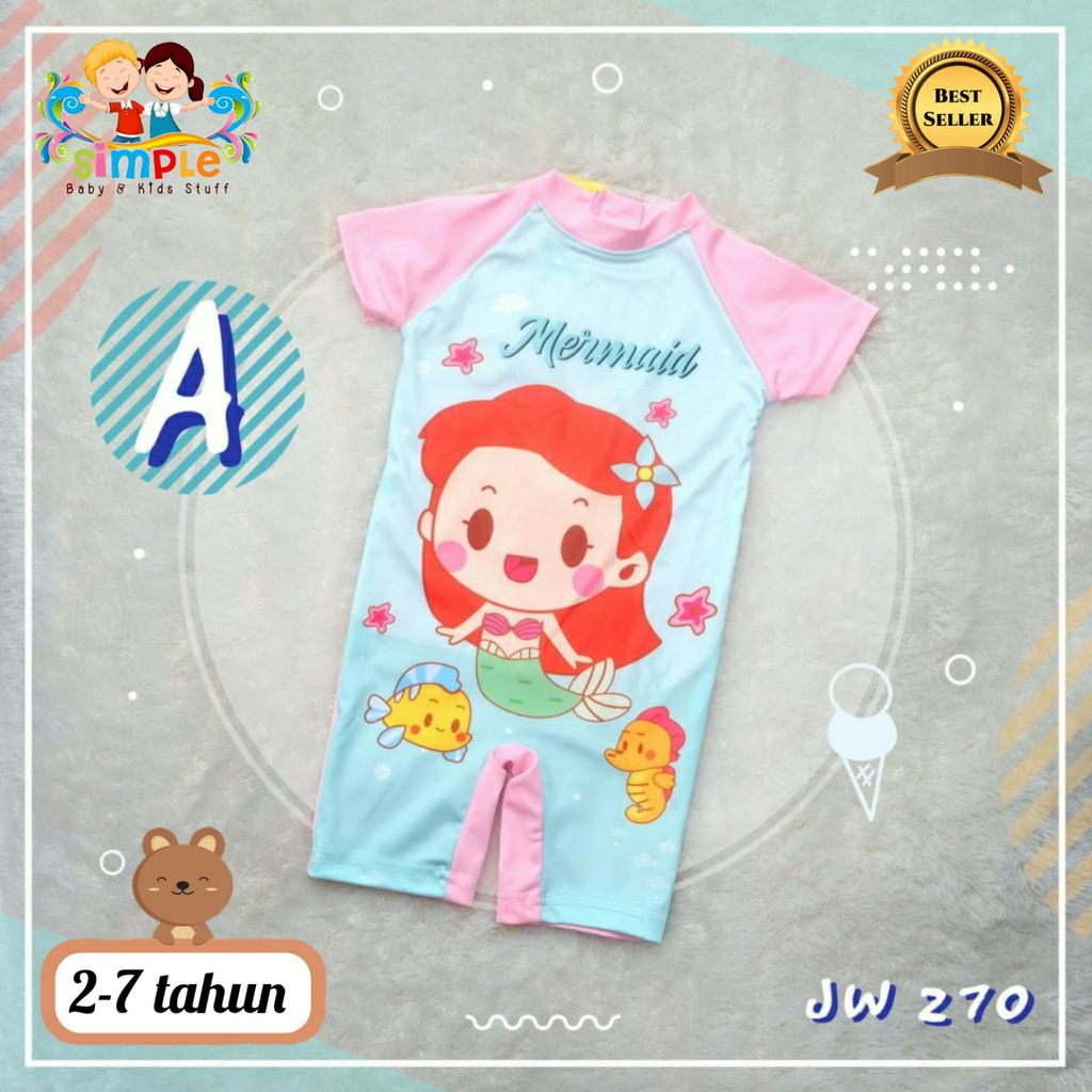 Baju Renang Anak Perempuan Import JW270 Princess Series Usia 2-7 Tahun