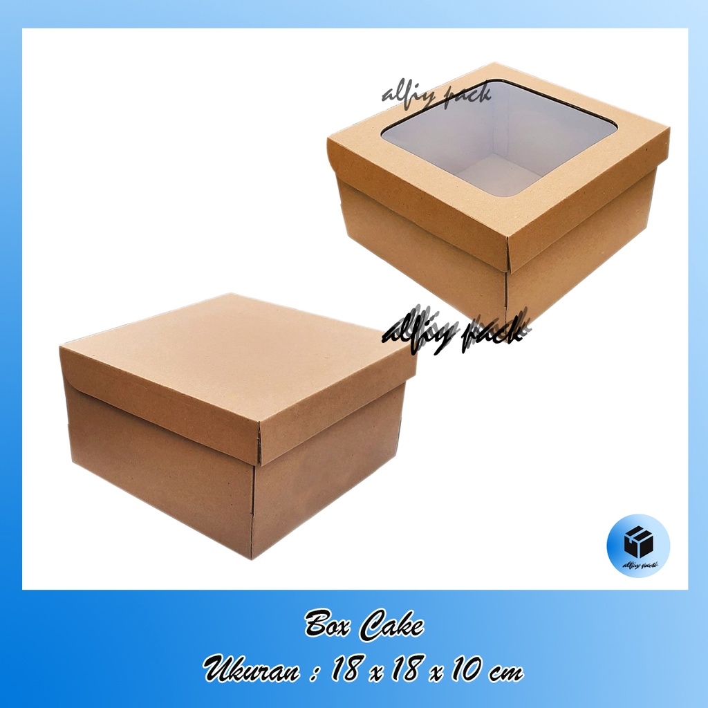 

1pack isi 10pcs BOX CAKE JENDELA MIKA / COKELAT POLOS UKURAN 18X18X10 CM KOTAK KUE BOLU DUS PACKAGING TART GIFT BOX