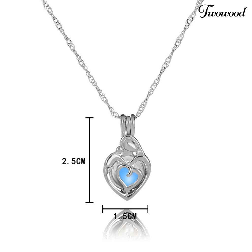 Twowood Luminous Necklace Skin-friendly Rust-proof Alloy Heart Shaped Jewelry Necklace Decor for Women