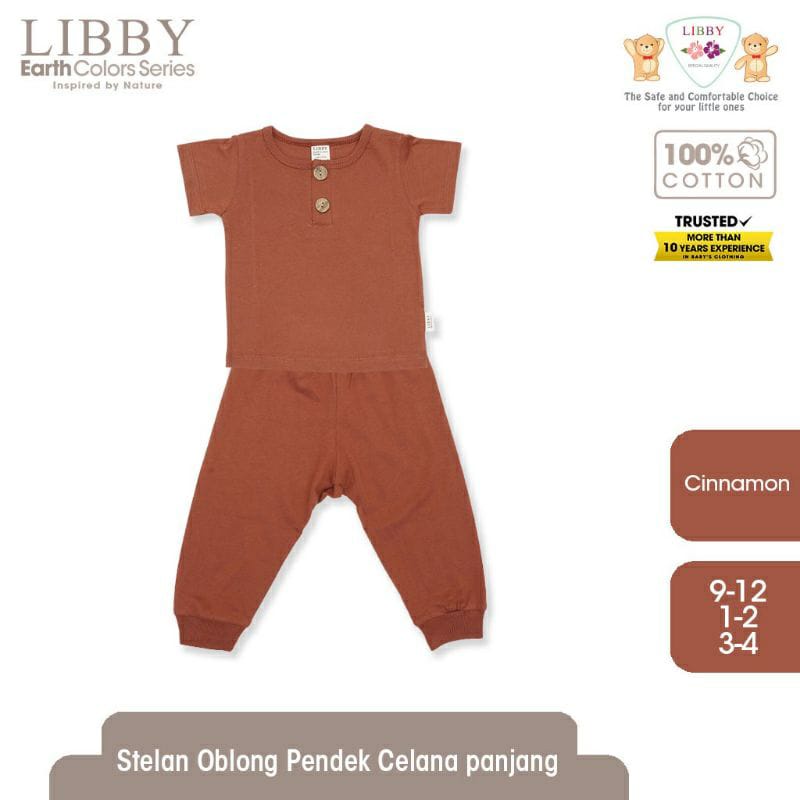 Libby earth color baju lengan pendek celana panjang