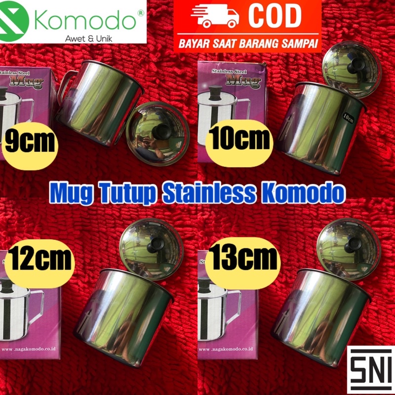 Mug Stainless 1 Liter Komodo Gelas Muk Tutup Mug Gagang Tahan Panas