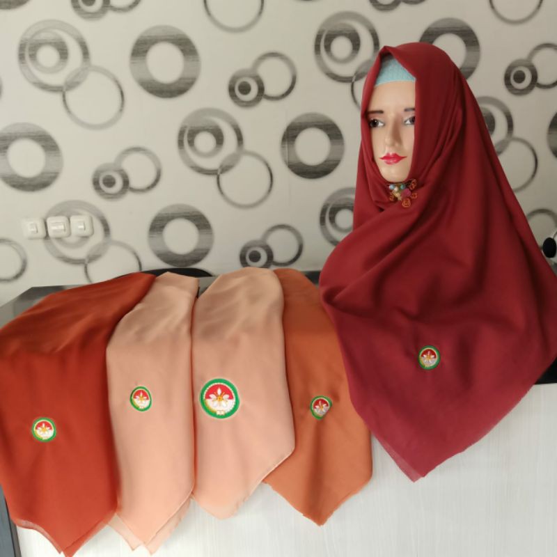 jilbab bordir DWP Dharma Wanita Persatuan/ set jilbab termurah harga pabrik logo bordir dan sablon