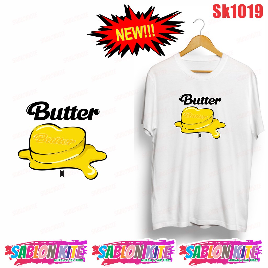 MURAH!!! KAOS KPOP LOGO BUTTER PRINT BESAR SK1019 ADA 8WARNA UNISEX COMBED 30S